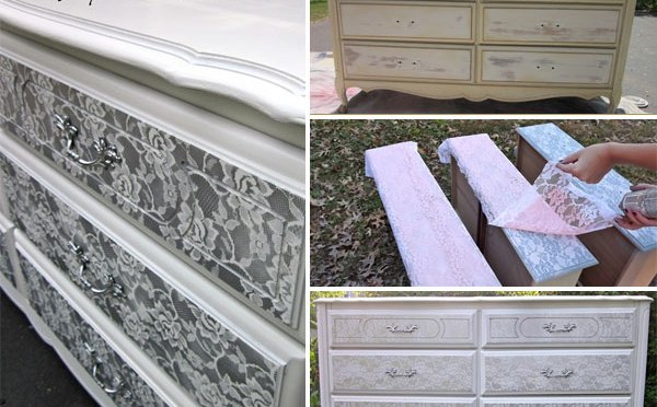 DIY Lace Painted Dresser by Top Creative Tips