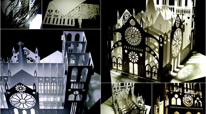 Notre Dame Cathedral -180-Degrees-Open Pop-Up DIY Kirigami Architecture by Weddideas
